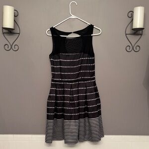 Taylor | Elegant Black and White Striped Dress | Size 8